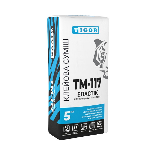 Клейова суміш для плитки TIGOR TM-117 Еластик (5 кг)