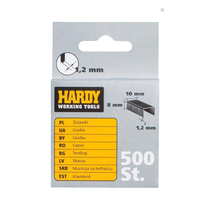 Скобы HARDY 10x8мм (500шт)