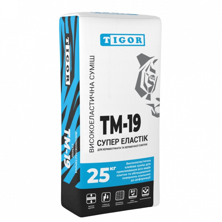 Клейова суміш для плитки TIGOR TM-19 Супер Еластик (25 кг)