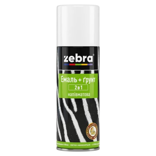 Грунт-эмаль Zebra полуматовая 2в1 белая №12 (400 мл)