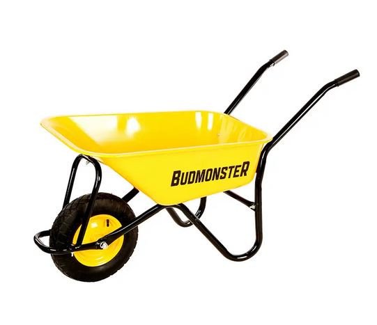Тачка будівельна 1-колісна BudMonster 80 л/200 кг (кузов жовтий, чорна рама) колесо 4.0х8"
