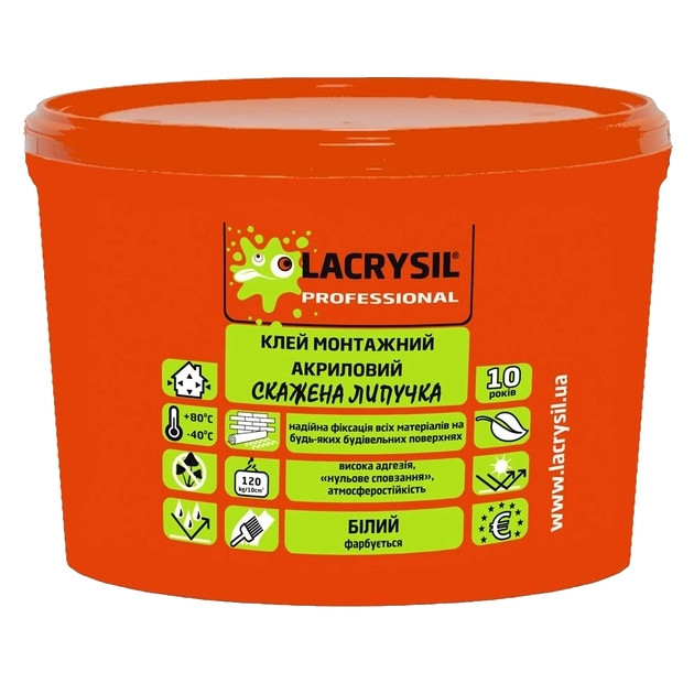 Клей монтажный Сумашедшая липучка Lacrysil универсальный акриловый (12 кг)