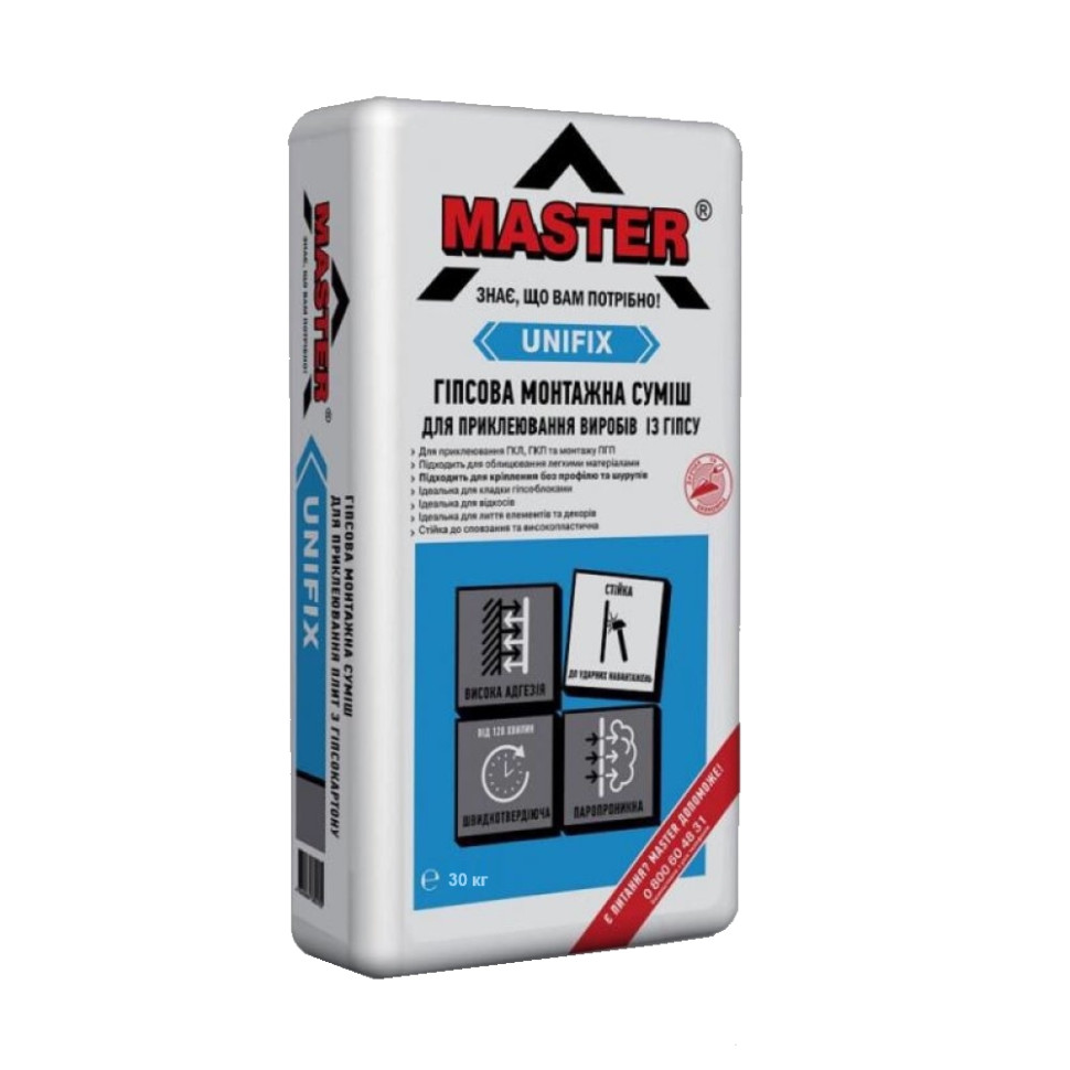 Клей для гипсокартона Мaster Унификс (30 кг)