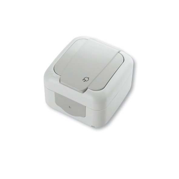 Розетка IP44 с защитной крышкой наружная (белая)