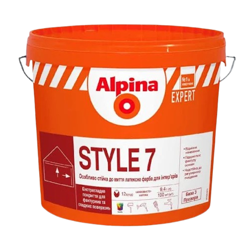 Фарба інтер'єрна латексна шовковисто-матова Alpina Expert Style 7 База 3 (9,4 л)