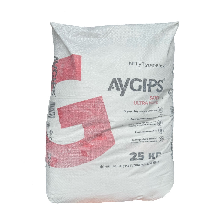 Шпаклевка финишная гипсовая Aygips Saten Ultra White (25кг)