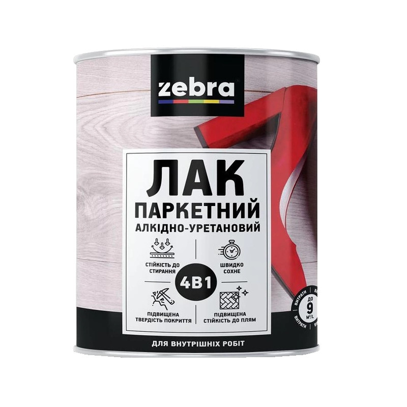 Лак паркетний алкідний ZEBRA глянсовий (2.1 л)