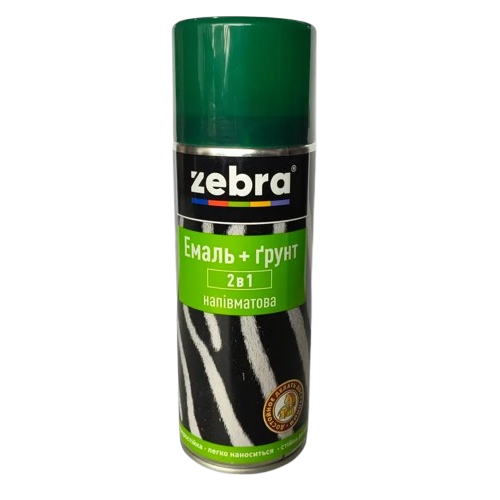 Грунт-емаль Zebra напівматова 2в1 зелена №36 (400 мл)