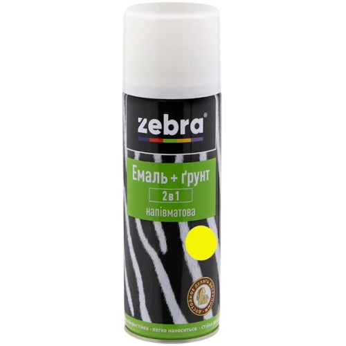 Грунт-емаль Zebra напівматова 2в1 жовта №55 (400 мл)