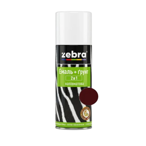 Грунт-емаль Zebra напівматова 2в1 темно-вишневий №76 (400 мл)