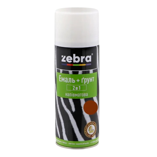 Грунт-емаль Zebra напівматова 2в1 темно-коричневий №88 (400 мл)