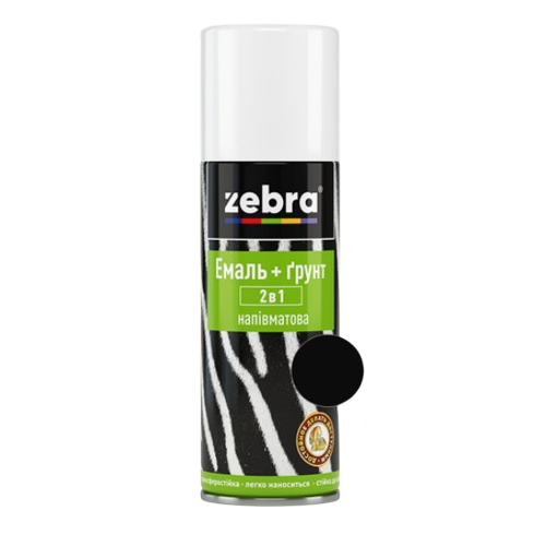 Грунт-емаль Zebra напівматова 2в1 чорний №90 (400 мл)