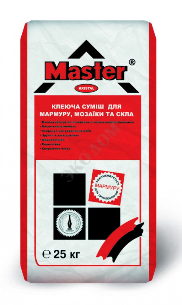 Клейова суміш для мармуру, мозаїки та скла Master Kristal (25 кг)