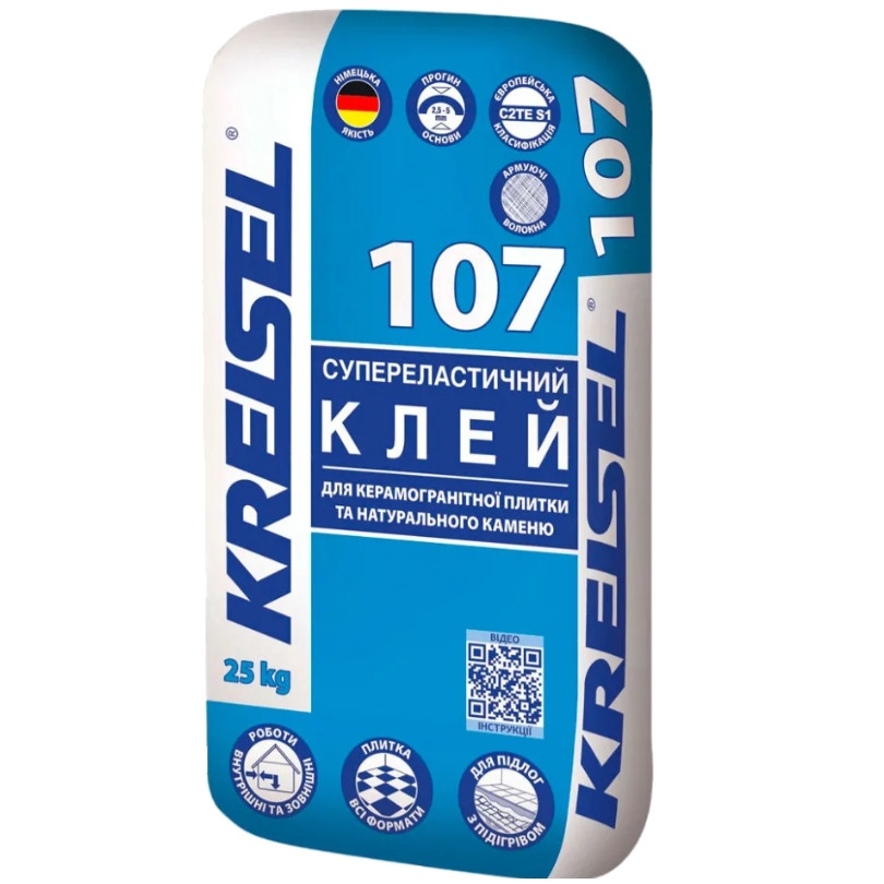 Клей для плитки високоеластичний Kreisel 107 Super Elasti (25кг)