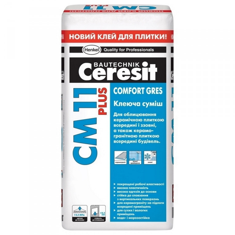 Клей для керамогранитной плитки Ceresit CM 11 Plus (25 кг)
