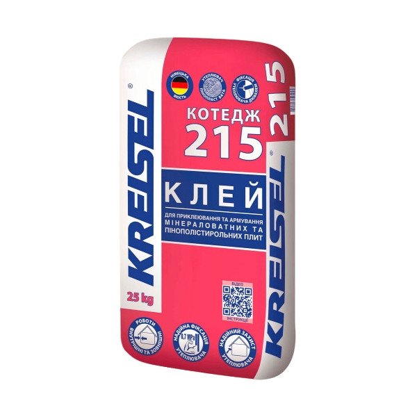 Клей Kreisel 215 для приклеювання та армування систем утеплення фасадів (25 кг)