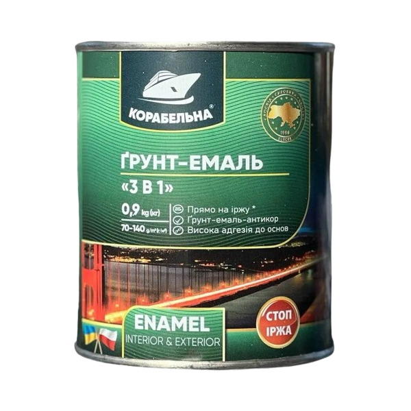 Ґрунт-емаль "Корабельна" 3 в 1 зелена (0,9 кг)