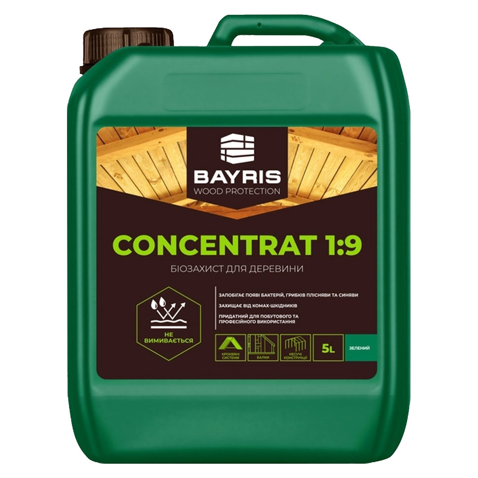 Біозахист для деревини зелений Bayris Concentrat 1:9 (5 л)