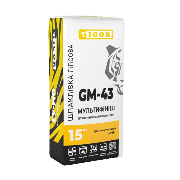 Шпаклівка гіпсова TIGOR GM-43 "Мультифініш" (15кг)