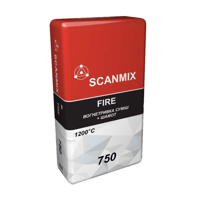 Термостойкая смесь для кладки печей и каминов Scanmix Fire 750 (25 кг)