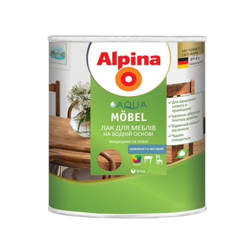 Лак акрилатний універсальний Alpina Aqua Mobel шовковисто-матовий (750 мл)